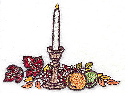 Embroidery Design: Candle fruit and foliage horizontal<br> 3.98w X 2.95h