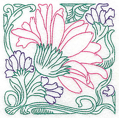 Embroidery Design: Tropical Flower E large<br> 4.98w X 4.97h