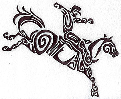 Embroidery Design: Rodeo horse and rider 7 large<br> 8.60w X 6.97h