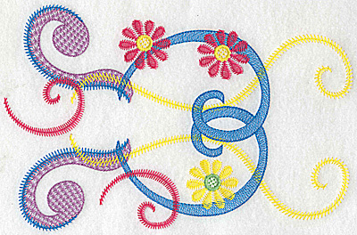 Embroidery Design: Swirls and flowers large<br> 9.39w x 6.15h
