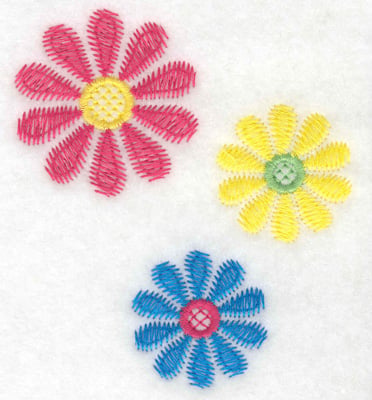 Embroidery Design: Floral trio large<br> 3.39w X 3.86h