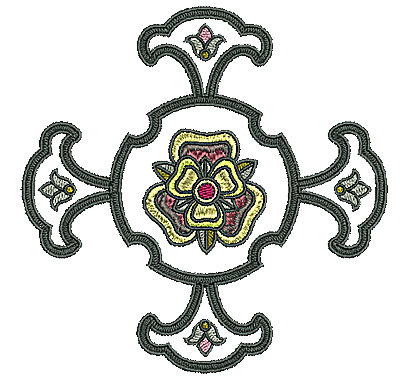 Embroidery Design: Tudor flower design 5<br> 4.96w X 4.96h | Embroidery Legacy Embroidery Design: Tudor flower design 5<br> 4.96w X 4.96h
