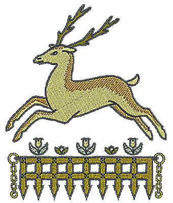 Embroidery Design: Tudor deer design<br> 4.96w X 6.00h