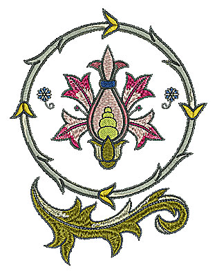 Embroidery Design: Tudor flower design 14<br> 4.96w X 6.45h