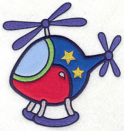 Embroidery Design: Helicopter with stars three appliques<br> 5.25w X 4.97h