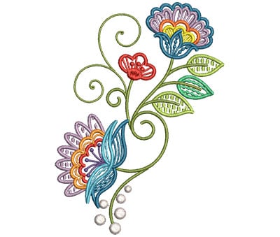 Embroidery Design: Fashionable Flower 5<br> 4.37w X 6.00h | Embroidery Legacy Embroidery Design: Fashionable Flower 5<br> 4.37w X 6.00h