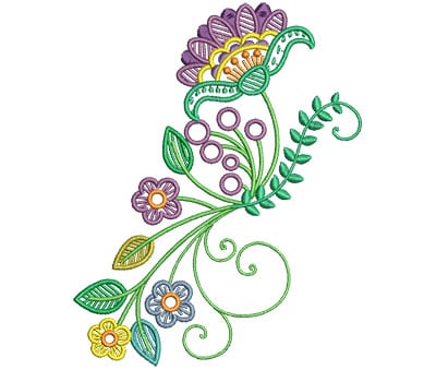 Embroidery Design: Fashionable Flower 8<br> 4.79w X 6.01h