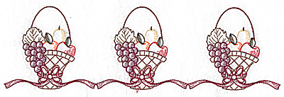 Embroidery Design: Basket of fruit border<br> 10.35w X 3.10h
