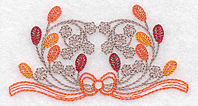 Embroidery Design: Single leaf and berry design<br> 3.47w X 1.83h