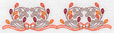 Embroidery Design: Double leaf and berry design<br> 6.91w X 1.83h