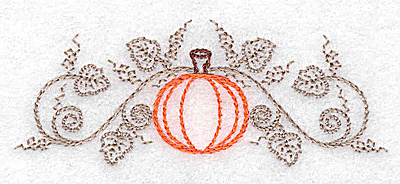 Embroidery Design: Single pumpkin and vines<br> 3.27w X 1.29h