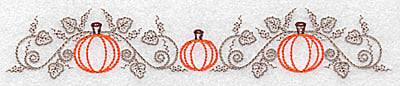Embroidery Design: Double pumpkin and vine design<br> 6.94w X 1.29h