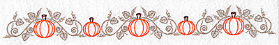 Embroidery Design: Pumpkin and vine border<br> 10.62w X 1.29h | Embroidery Legacy Embroidery Design: Pumpkin and vine border<br> 10.62w X 1.29h