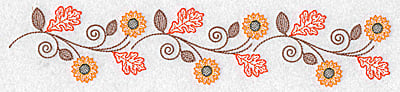 Embroidery Design: Sunflower and oak leaf border<br> 10.20w X 2.06h