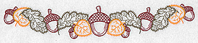 Embroidery Design: Acorn and leaf border<br> 10.80w X 1.89h