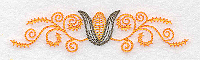 Embroidery Design: Single corn and swirl design<br> 3.45w X 0.81h