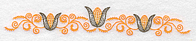 Embroidery Design: Double corn and swirl design<br> 6.93w X 1.07h
