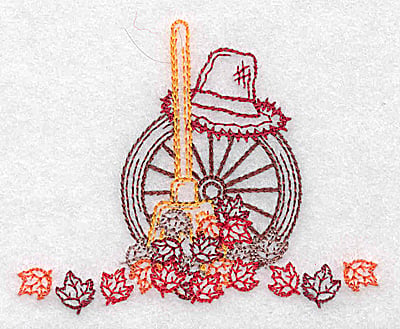 Embroidery Design: Single leaf and rake design<br> 3.44w X 2.80h