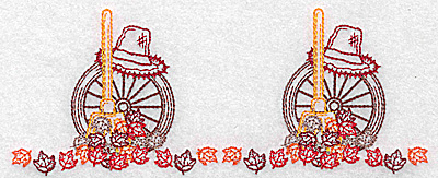 Embroidery Design: Double leaf and rake design<br> 6.96w X 2.80h
