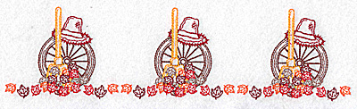 Embroidery Design: Leaf ad rake border<br> 10.48w X 2.80h
