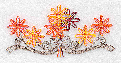 Embroidery Design: Single flower and bow design<br> 3.46w X 1.70h