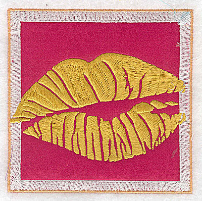 Embroidery Design: Valentine applique kissing lips large<br> 3.87w X 3.87h | Embroidery Legacy Embroidery Design: Valentine applique kissing lips large<br> 3.87w X 3.87h