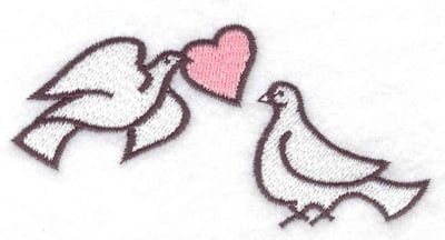 Embroidery Design: Doves with heart<br> 3.87w X 1.93h