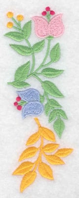 Embroidery Design: Flowers vertical large<br> 1.76w X 4.83h