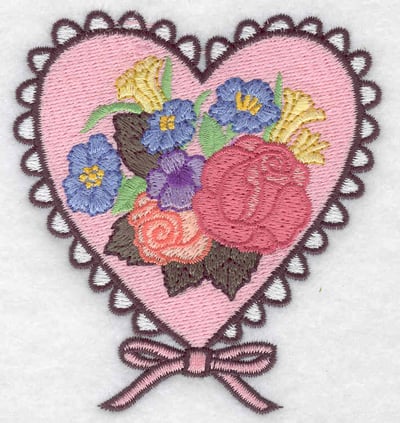 Embroidery Design: Doiley heart with flowers<br> 3.30w X 3.58h | Embroidery Legacy Embroidery Design: Doiley heart with flowers<br> 3.30w X 3.58h
