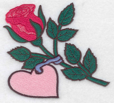 Embroidery Design: Rose with heart large<br> 4.78w X 4.31h