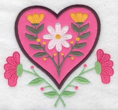 Embroidery Design: Floral Heart applique<br> 4.95w X 4.68h
