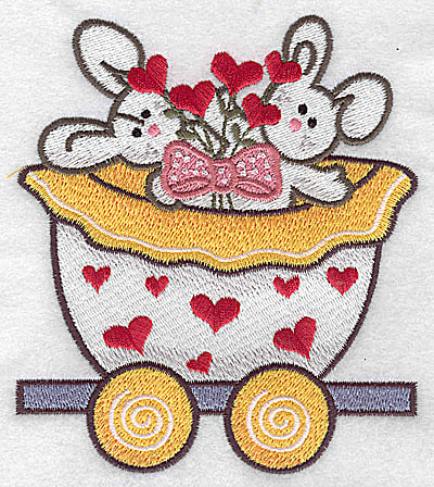 Embroidery Design: Train with bunnies large<br> 4.19w X 4.83h