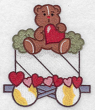 Embroidery Design: Train with teddy large<br> 3.85w X 4.49h