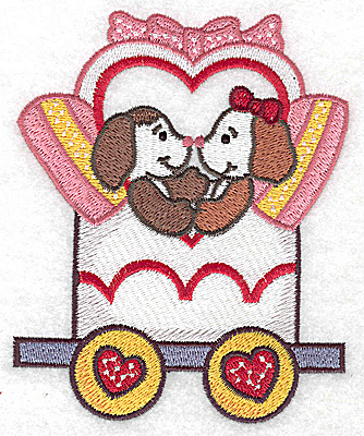 Embroidery Design: Train with puppies large<br> 4.02w X 4.96h