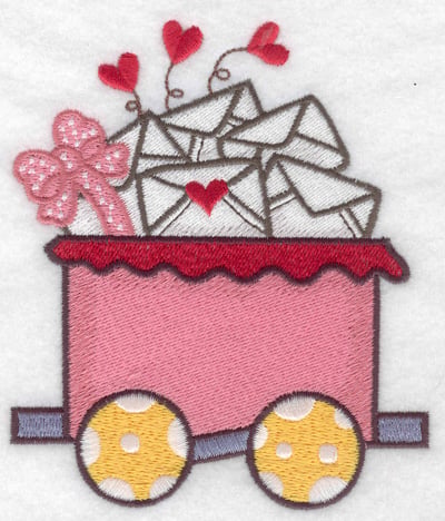 Embroidery Design: Train with Valentine cards large<br> 4.11w X 4.83h