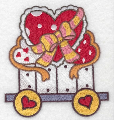 Embroidery Design: Train with hearts large<br> 4.22w X 4.54h