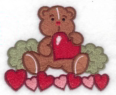 Embroidery Design: Teddy bear with hearts<br> 3.52w X 2.95h | Embroidery Legacy Embroidery Design: Teddy bear with hearts<br> 3.52w X 2.95h