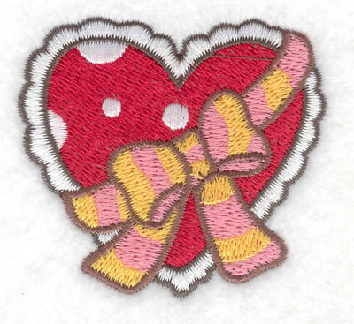 Embroidery Design: Heart with bow<br> 2.52w X 2.31h