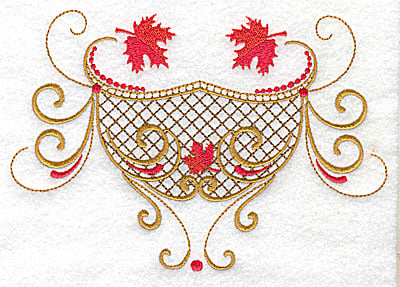 Embroidery Design: Victorian fall leaf design 6<br> 6.91w X 4.79h