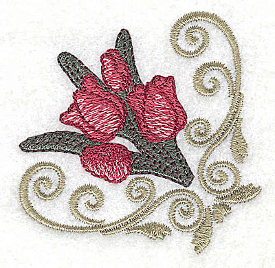 Embroidery Design: Tulip corner design<br> 2.50w X 2.51h