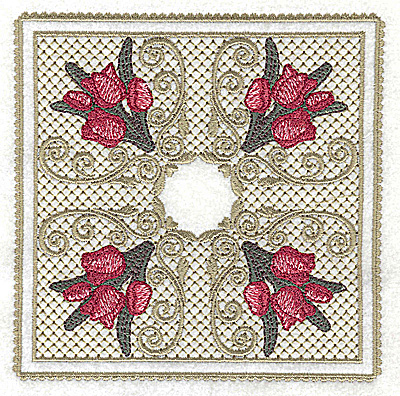 Embroidery Design: Victorian Tulips bouquets C large<br> 4.95w X 4.95h