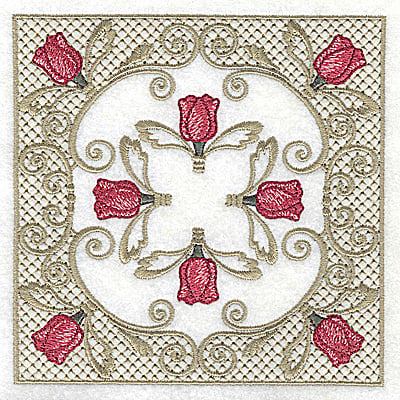 Embroidery Design: Eight tulip heads in Victorian design<br> 4.97w X 4.97h