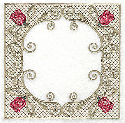 Embroidery Design: Four tulip heads in Victorian design<br> 4.97w X 4.97h