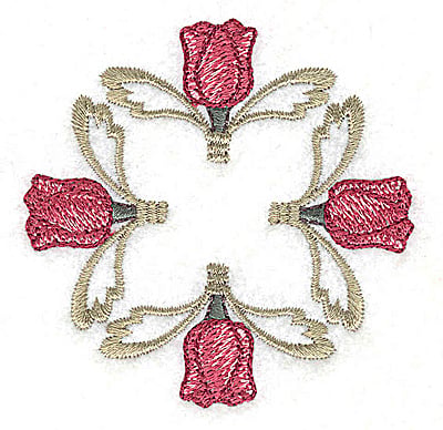 Embroidery Design: Four tulip head design<br> 2.83w X 2.83h