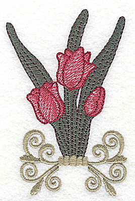 Embroidery Design: Tulips on stand large<br> 2.50w X 3.83h