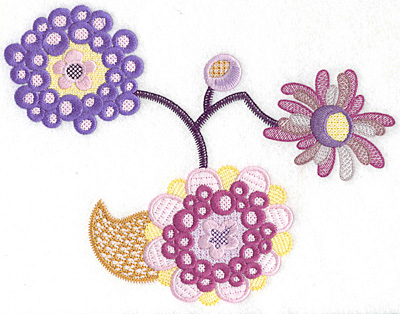 Embroidery Design: Floral trio A large<br> 8.96w X 6.97h