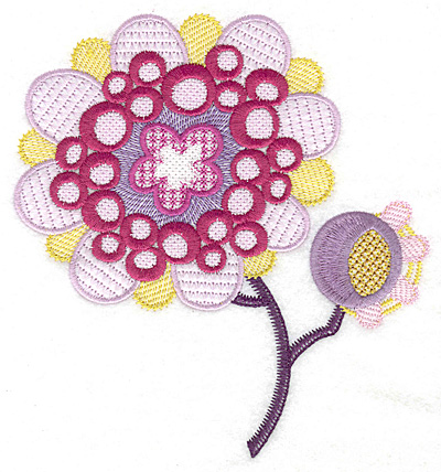 Embroidery Design: Flower with bud large<br> 6.48w X 6.97h