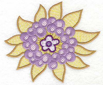 Embroidery Design: Flower with leaves<br> 4.94w X 4.23h