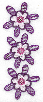 Embroidery Design: Flower trio<br> 1.81w X 4.94h