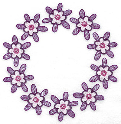 Embroidery Design: Circle of flowers<br> 6.99w X 7.18h